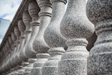 the balustrade of grey stone closeup