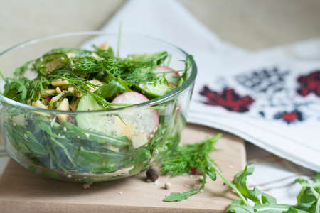 Salad: vegetables and herbsの写真素材