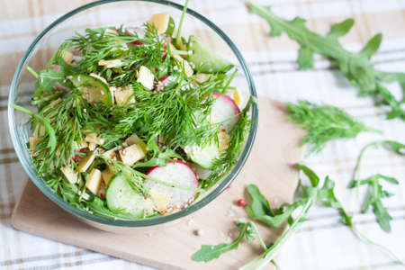 Salad: vegetables and herbsの写真素材