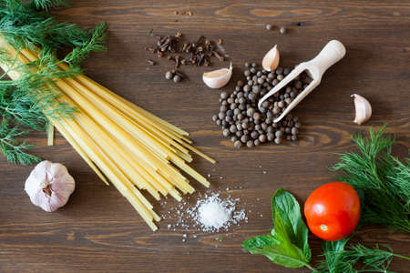 Noodles with spicesの写真素材