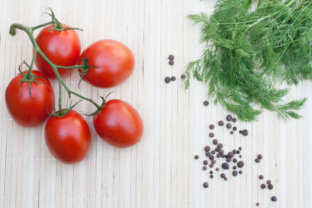 Tomatoes with dillの写真素材