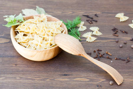 Pasta with herbs and spicesの写真素材