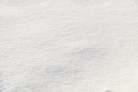 Natural snow texture white background with shadow and bokehの写真素材