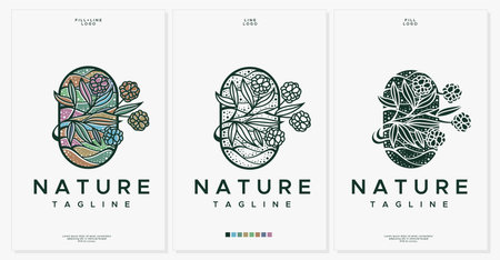 Colorful flower blossom logo design vector. Luxury plant logo graphic.のイラスト素材