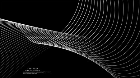 Black and white wave line abstract background design. Modern blend line vector.のイラスト素材