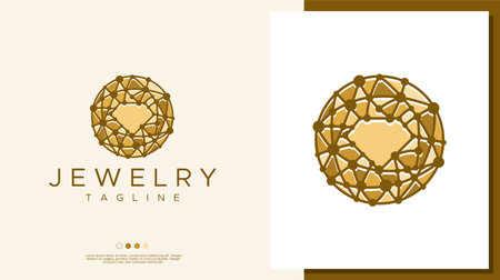 Colorful diamond logo design template. Modern circle jewelry logo vector.のイラスト素材