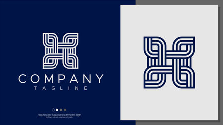 Geometric line letter H logo design vector. Luxury abstract H initial logo.のイラスト素材