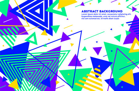 Modern geometric shape abstract memphis background design. Colorful triangle art.のイラスト素材