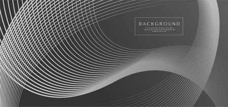 Greyscale modern blend wave line abstract background. Flowing waves lines designのイラスト素材