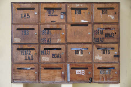 Wood mailboxes - Backgroundの写真素材