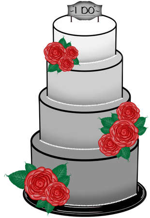 Wedding Cake with rosesの写真素材