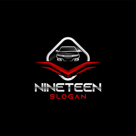 car rental car dealership logo with car outline and shield vectorのイラスト素材