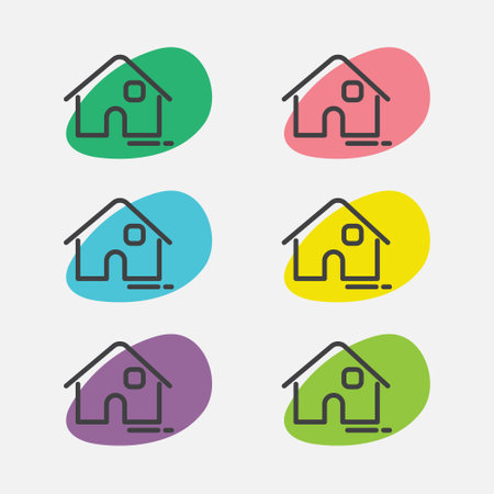 colorful home icons set vector suitable for logos and brandmarksのイラスト素材