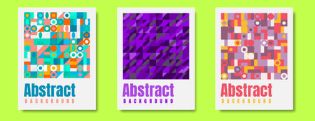 Vector template with abstract geometric shapes and colorful background poster. Trendy pattern flyer minimal cover flyer business brochure modern layoutのイラスト素材