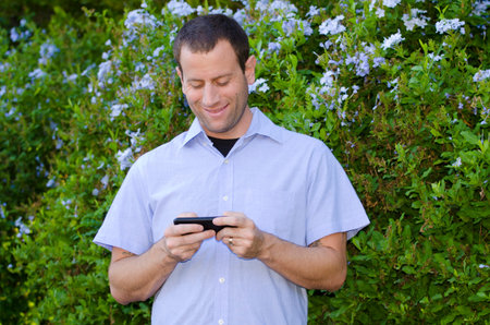 excitement on smartphone.