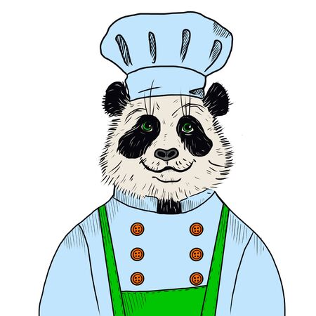 cartoon panda bear in a suit of a cookの写真素材