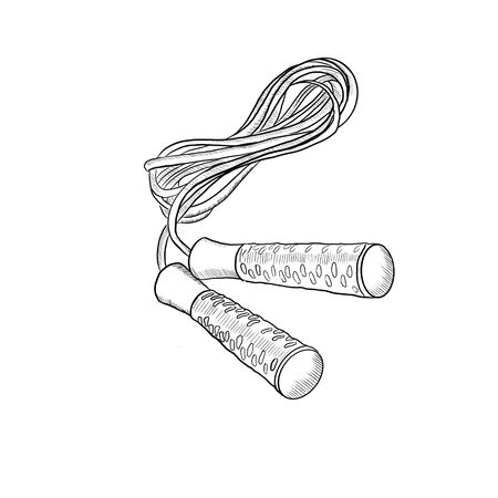 Black and white drawing of a jump rope for fitness.の写真素材