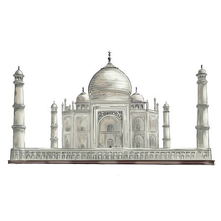 Illustration of the Taj Mahal on a white backgroundの写真素材