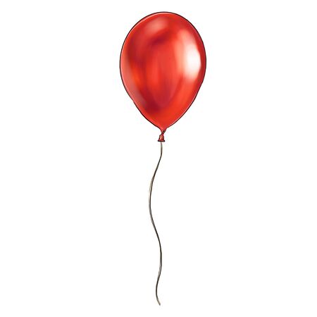 Realistic red balloon with dangling curly ribbon formatの写真素材