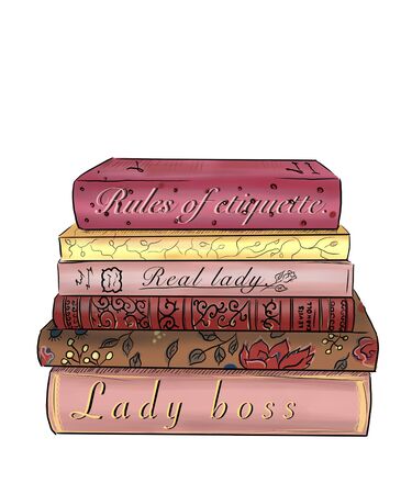 Illustration of a stack of books for girls.の写真素材