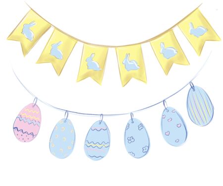 Easter greeting card with garlandの写真素材