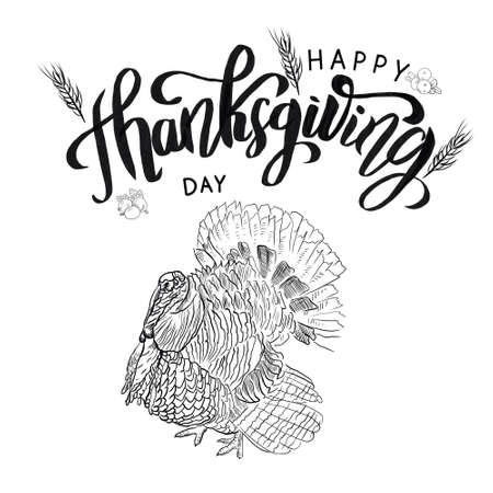 Black and white Thanksgiving design template with turkey.の写真素材