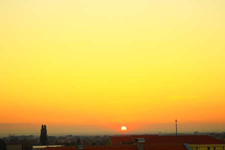 A beautiful sunset over the city,photographyの写真素材