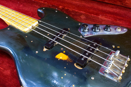 The part of the black bass guitar