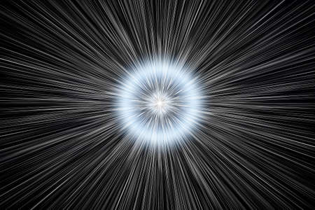 White light and rays on a black backgroundの写真素材