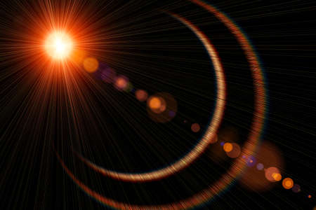 Sun and sun s rays on a black background, Sunlight, Illustrationの写真素材