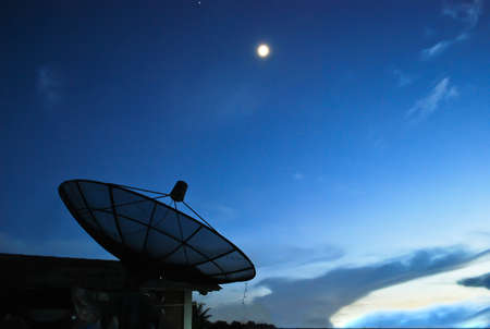 Satellite dish in morning skyの写真素材