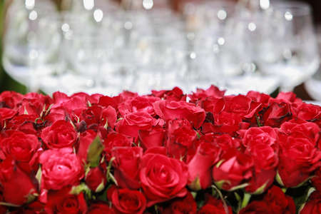 wine glass and rose の写真素材