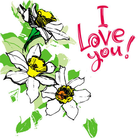 I love you greetings hand letteringのイラスト素材