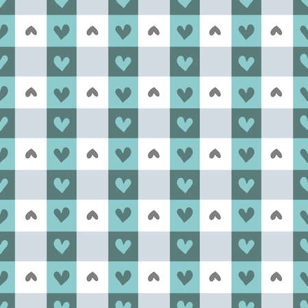 A collection of seamless patterns hearts in pastel vintage tones designed in doodle style for wrapping paper, fabric patterns, pillow patterns,  card, digital paper, background, valentines decorationのイラスト素材