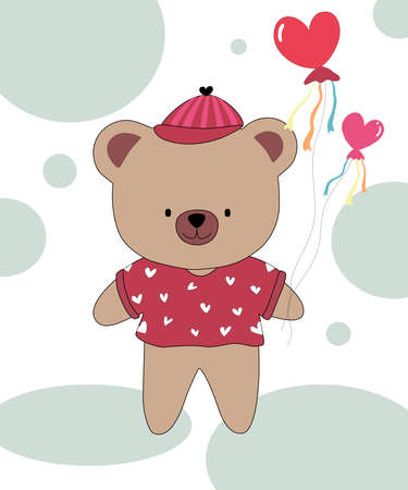 Vector illustration collection Of cute little bears designed with doodle style in valentine's theme. For cards, covers, backgrounds, t-shirt designs, mugs, pillow patterns, prints, gifts and moreのイラスト素材