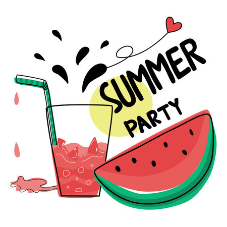 A collection of colorful hand lettering and summer illustrations designed in doodle style for cards,...