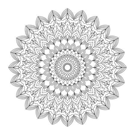 Mandala art, black lines in circle pattern, for coloring pages, kids meditation, adult meditation, art for kids, cards, scrapbook, clothing patterns, pillows, tshirts, tile patterns, backgrounds, etcのイラスト素材