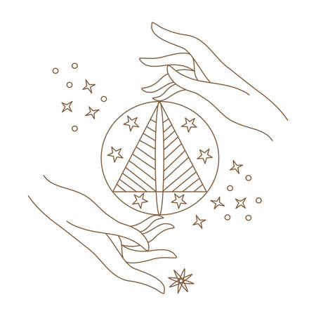 Elements of Magic and celestial  designed in doodle style, brown lines on white background for card. Digital printing, scrapbooks, tattoos, t-shirt designs, stickers, and more.のイラスト素材