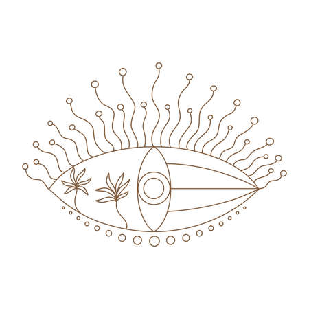 Elements of Magic and celestial  designed in doodle style, brown lines on white background for card. Digital printing, scrapbooks, tattoos, t-shirt designs, stickers, and more.のイラスト素材