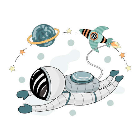 Space vector elements collectio/n designed in a style doodle on a white background Can be adapted to use in a variety of formats such as Digital print, art for kids, scrapbook,のイラスト素材