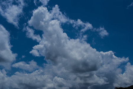 White clouds and blue sky.