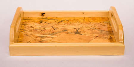 Hand Made of pine wood on white background