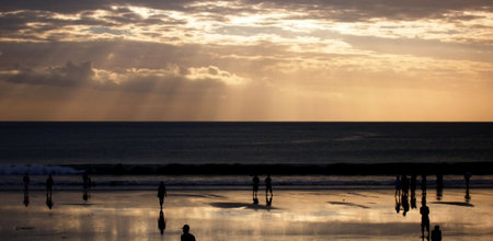 Sunset on the bank of Indian oceanの写真素材