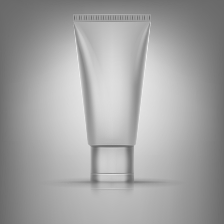 Realistic 3d  tube of cream or gel . Empty product mockup with reflection . Beutiful cosmetic ads .のイラスト素材