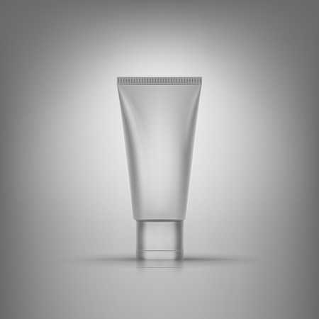 Realistic 3d  tube of cream or gel . Empty product mockup with reflection . Beutiful cosmetic ads .のイラスト素材