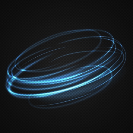 neon blue circles, swirls on transparent background. Vector illustration.のイラスト素材