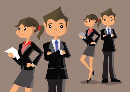 Cartoon character,business man and woman, vector eps10のイラスト素材