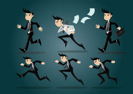 Cartoon character, Set Businessman running., vector eps10のイラスト素材