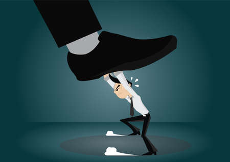 Cartoon character, businessman pushing to arrow, vector eps10のイラスト素材