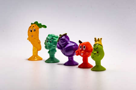 Plastic children toys on a white backgroundの写真素材